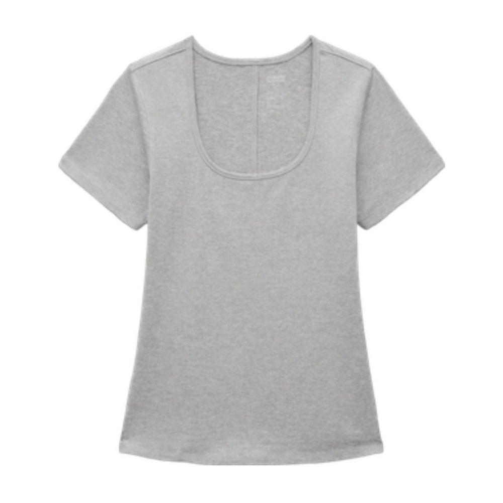 Girlfriend Collective Gray Fitted Short Sleeve Tee coyote reset scoop top